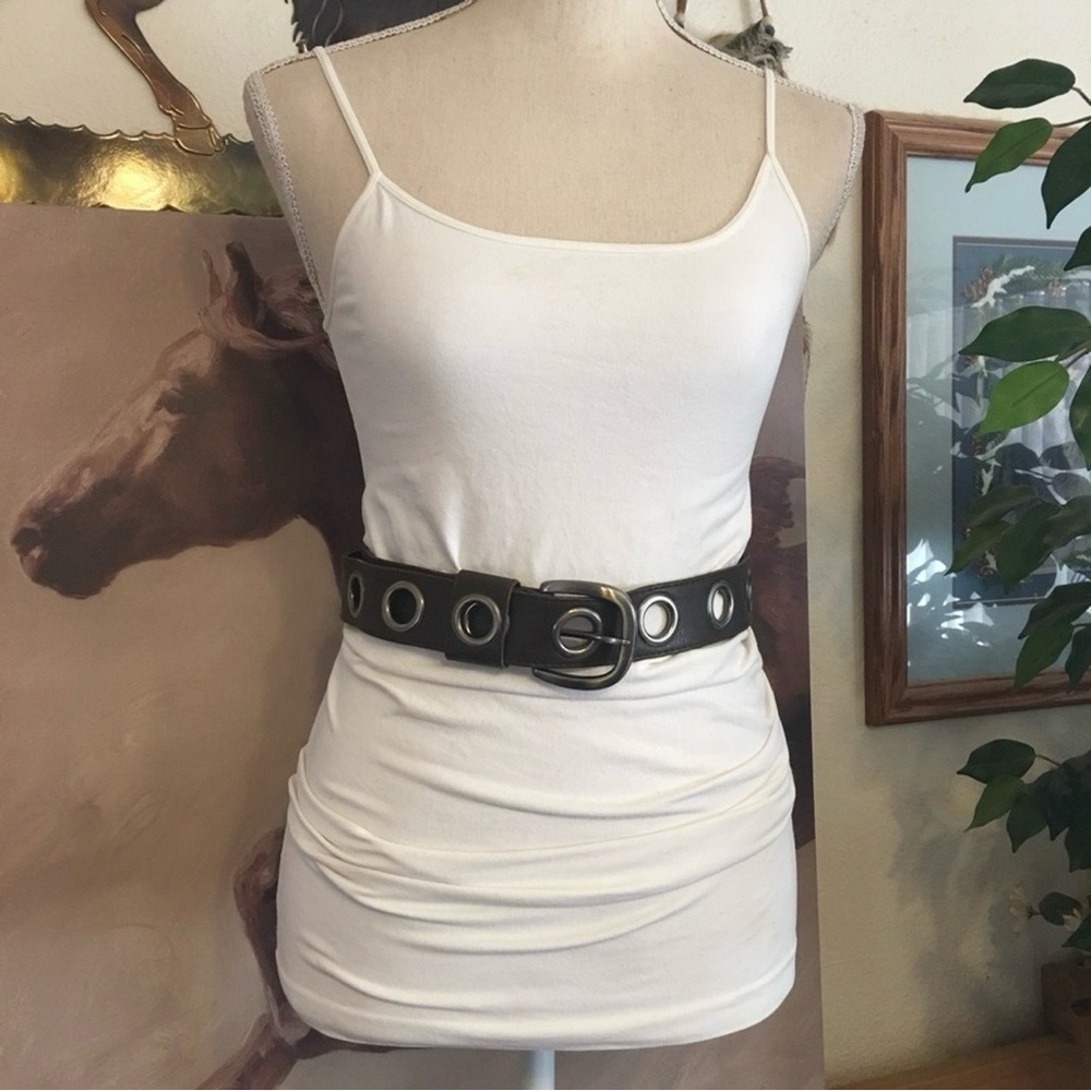 Jordache dark brown aged silver grommet belt M/L